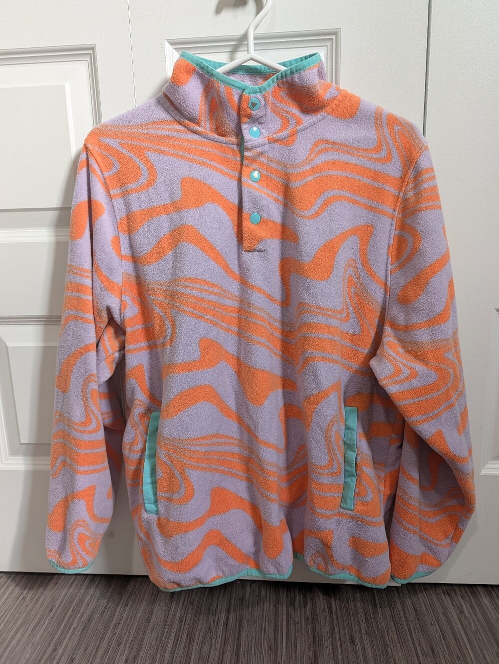 Fleece Pullover Shirt - Lavender & Orange Swirl